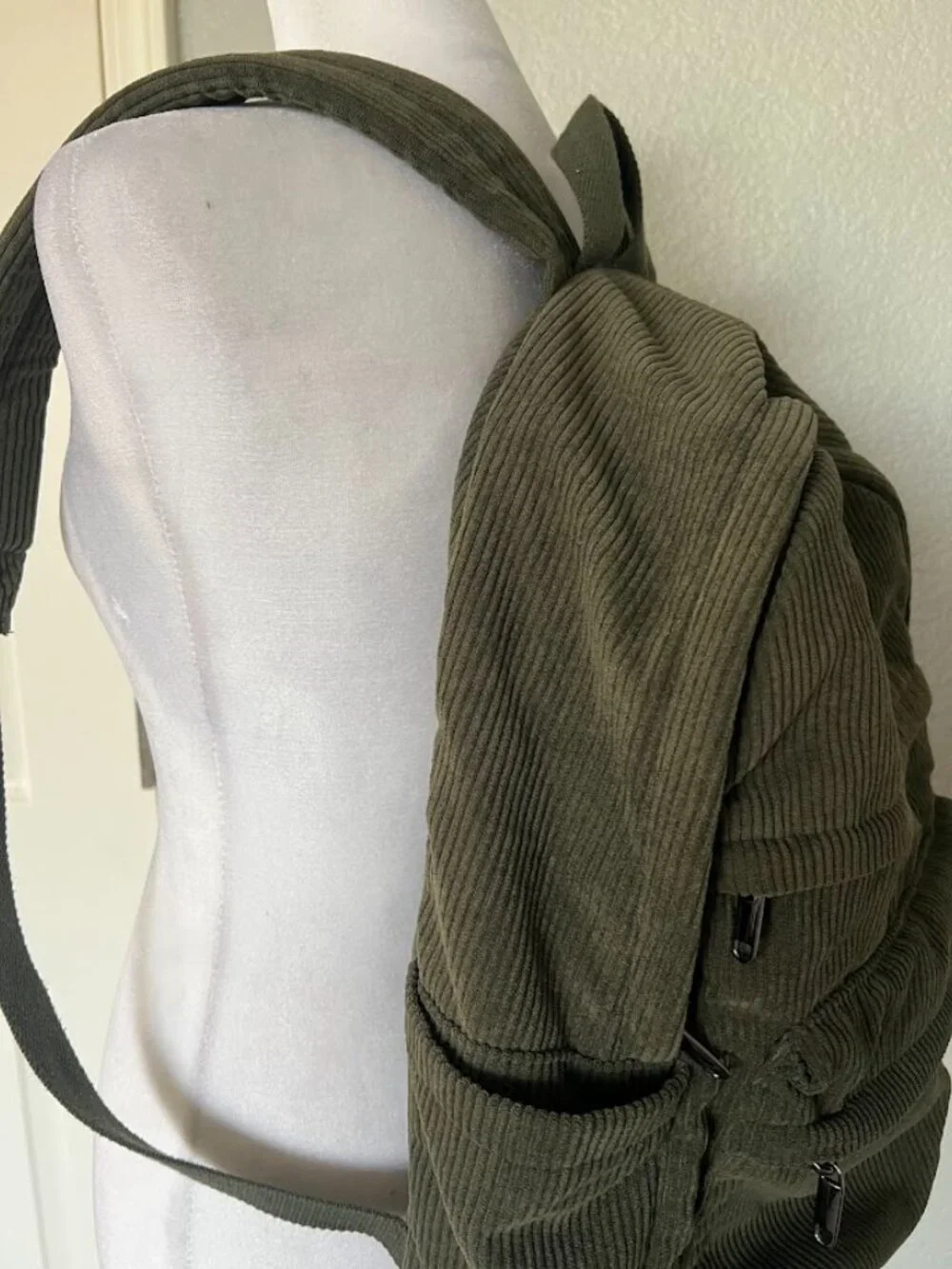 Wild Fable Corduroy Olive Green Casual Backpack School Bag